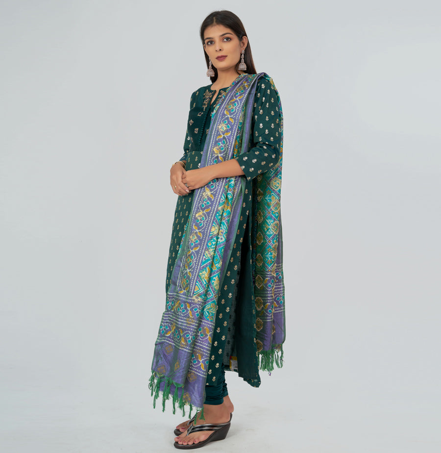 Bottle Green Silk Salwar Kameez - kaystore.in