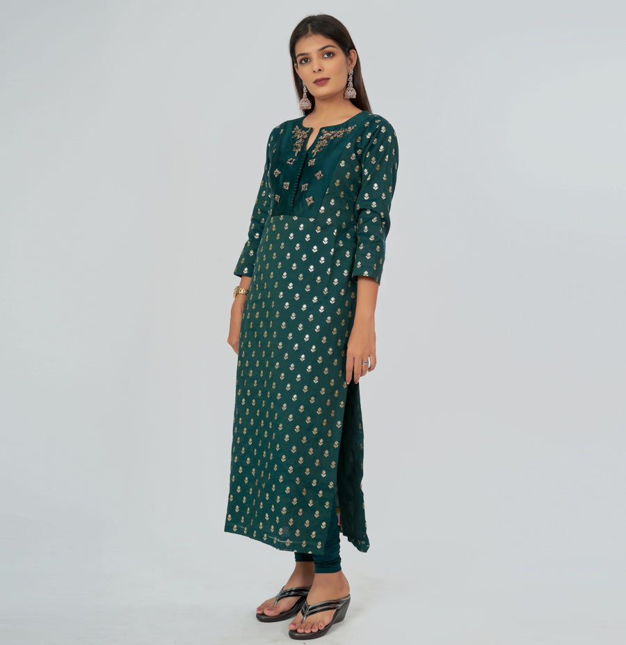 Bottle Green Silk Salwar Kameez - kaystore.in