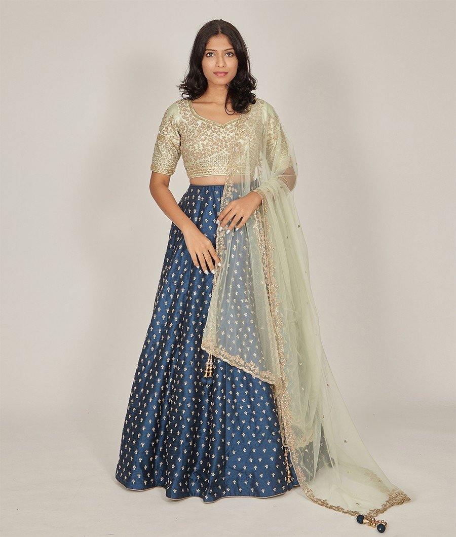 Blue Lehenga Zardosi Work - kaystore.in