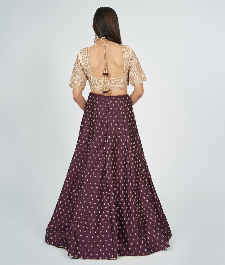 Wine Silk Lehenga - kaystore.in