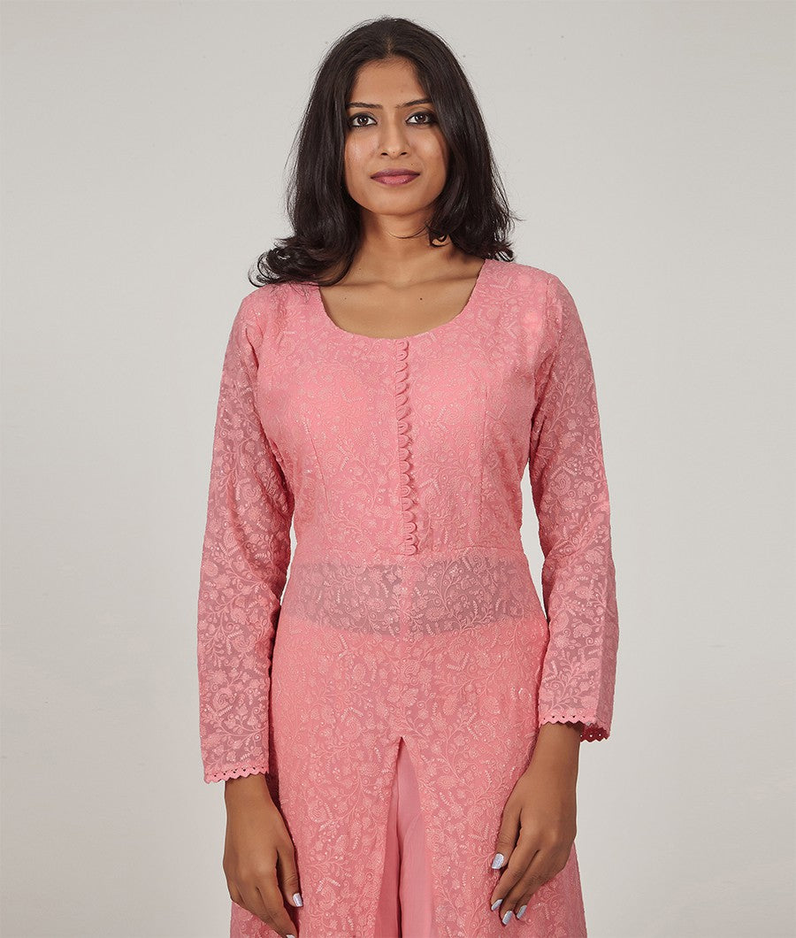 Pink Salwar Georgette Kameez Straight Cut - kaystore.in