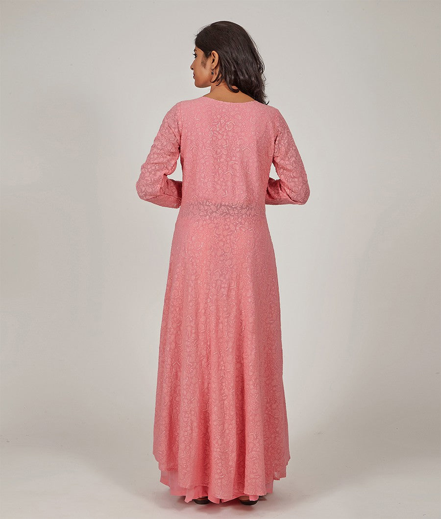 Pink Salwar Georgette Kameez Straight Cut - kaystore.in