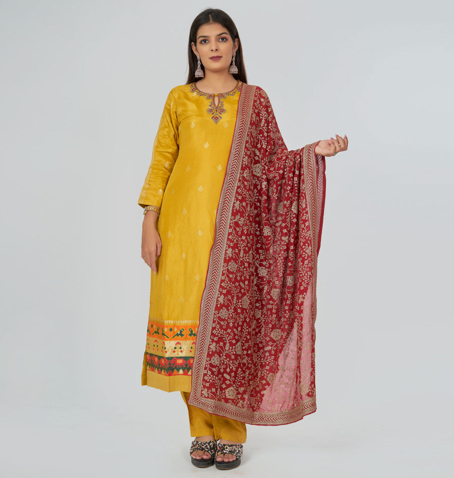 Yellow Salwar Kameez Straight Cut - kaystore.in