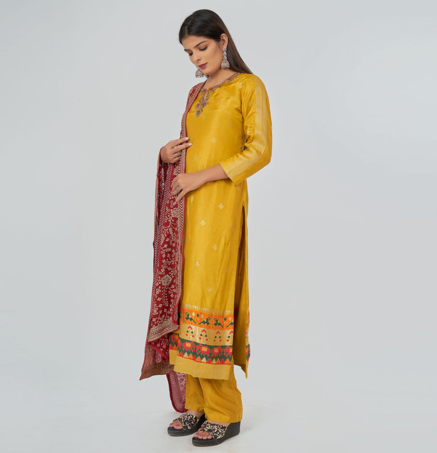 Yellow Salwar Kameez Straight Cut - kaystore.in