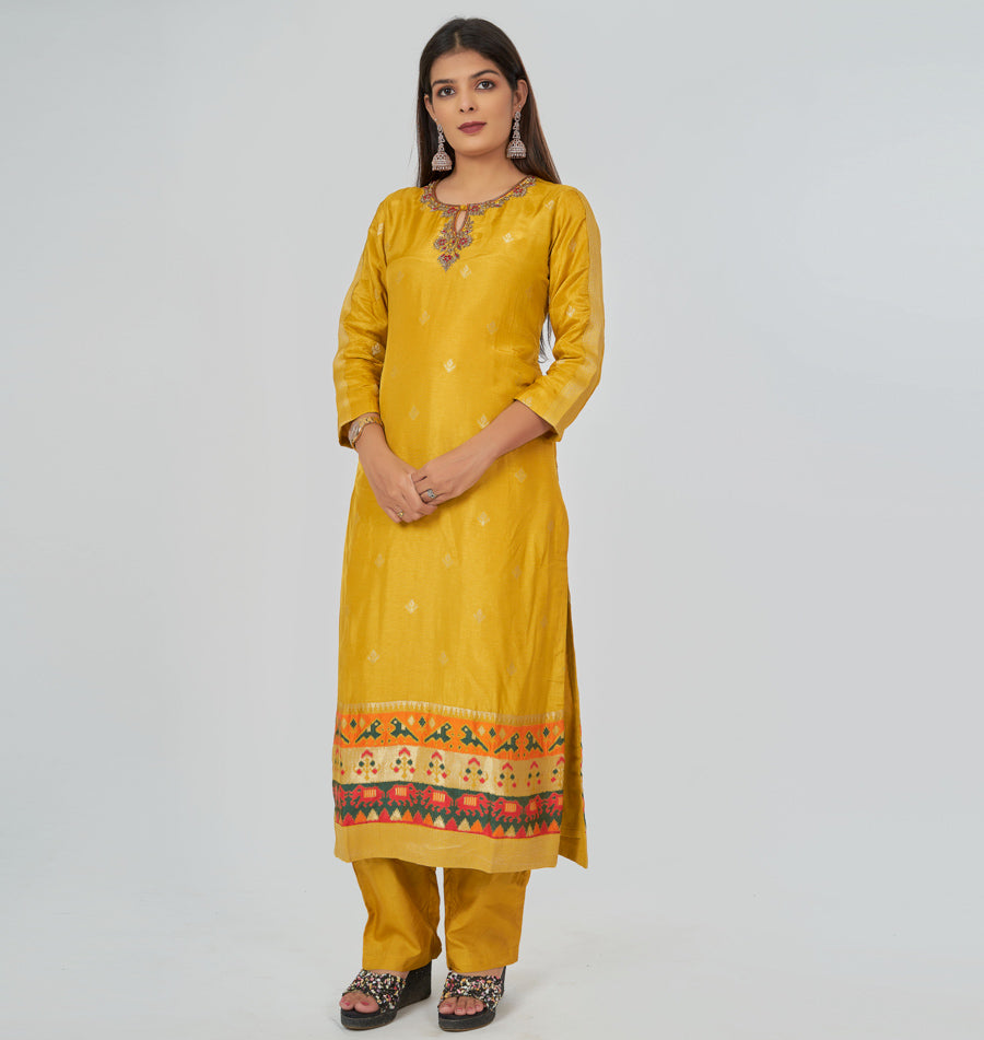 Yellow Salwar Kameez Straight Cut - kaystore.in