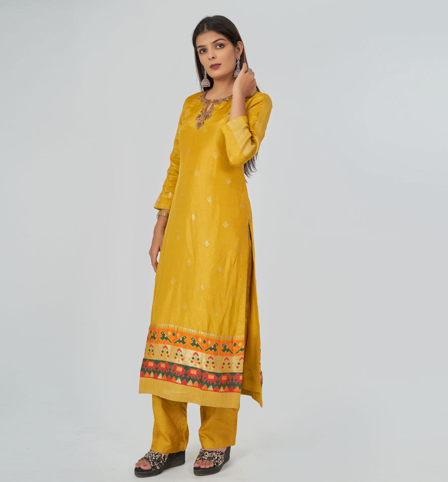 Yellow Salwar Kameez Straight Cut - kaystore.in