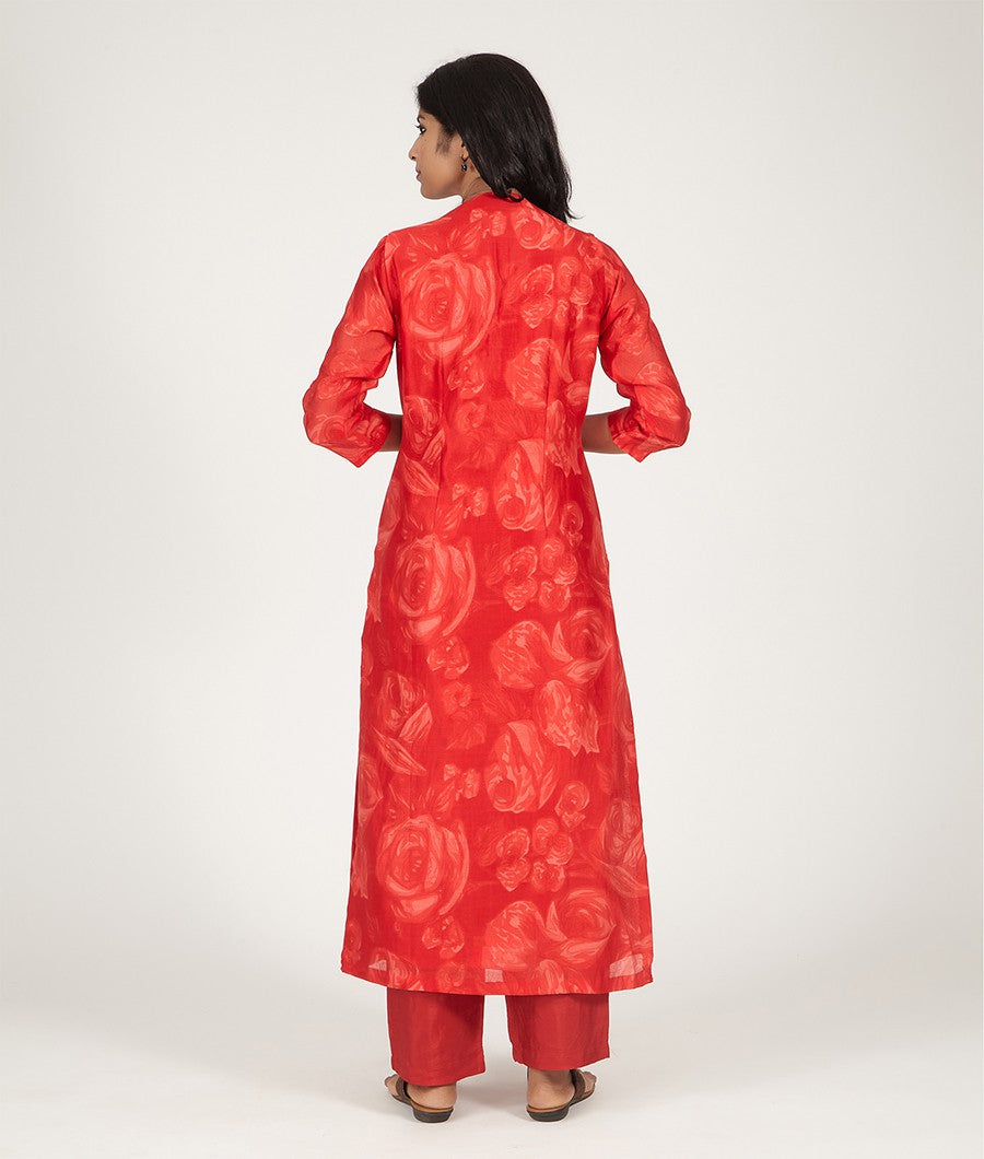 Red Chanderi Silk Salwar Kameez - kaystore.in