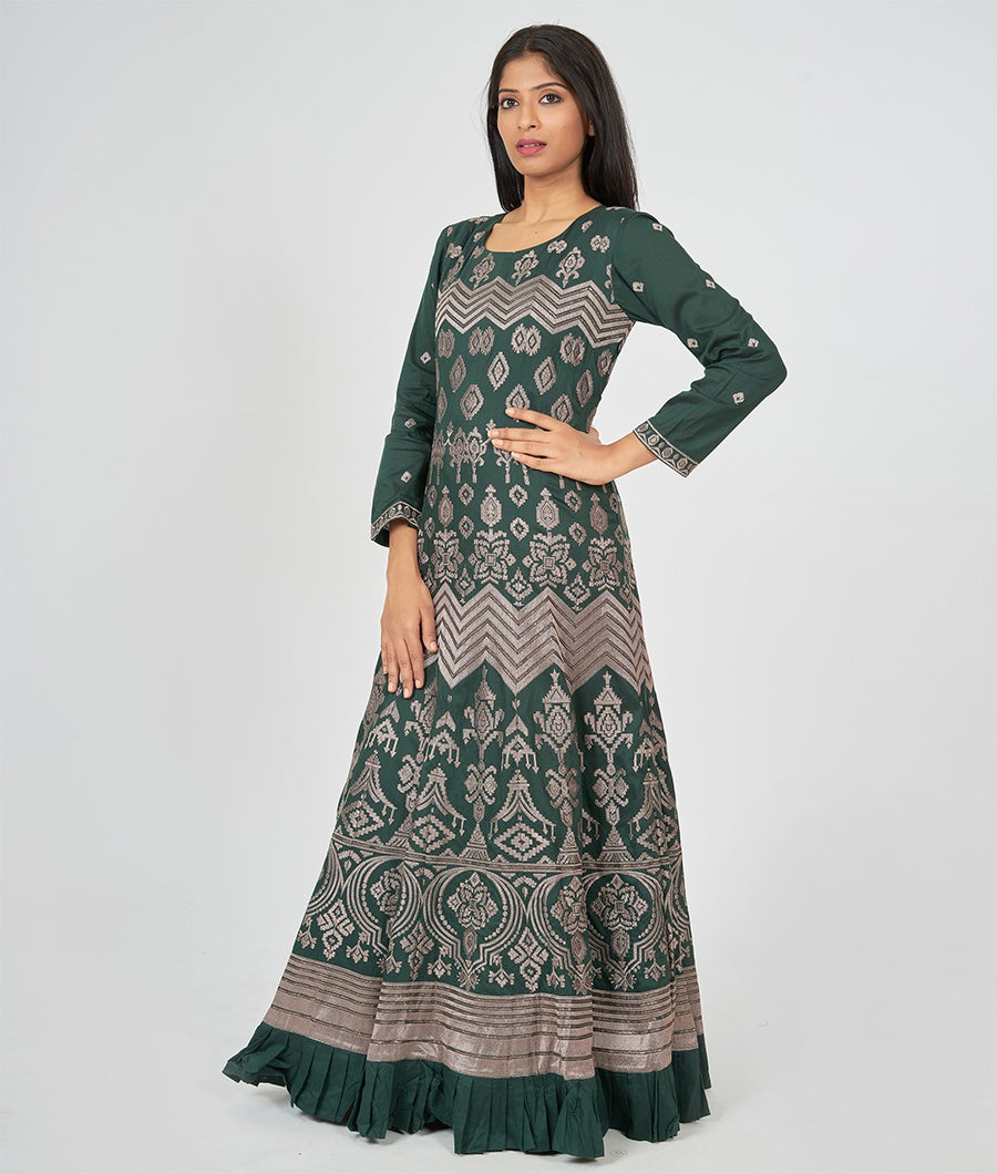 Bottle Green Silk Salwar Kameez Anarkali - kaystore.in