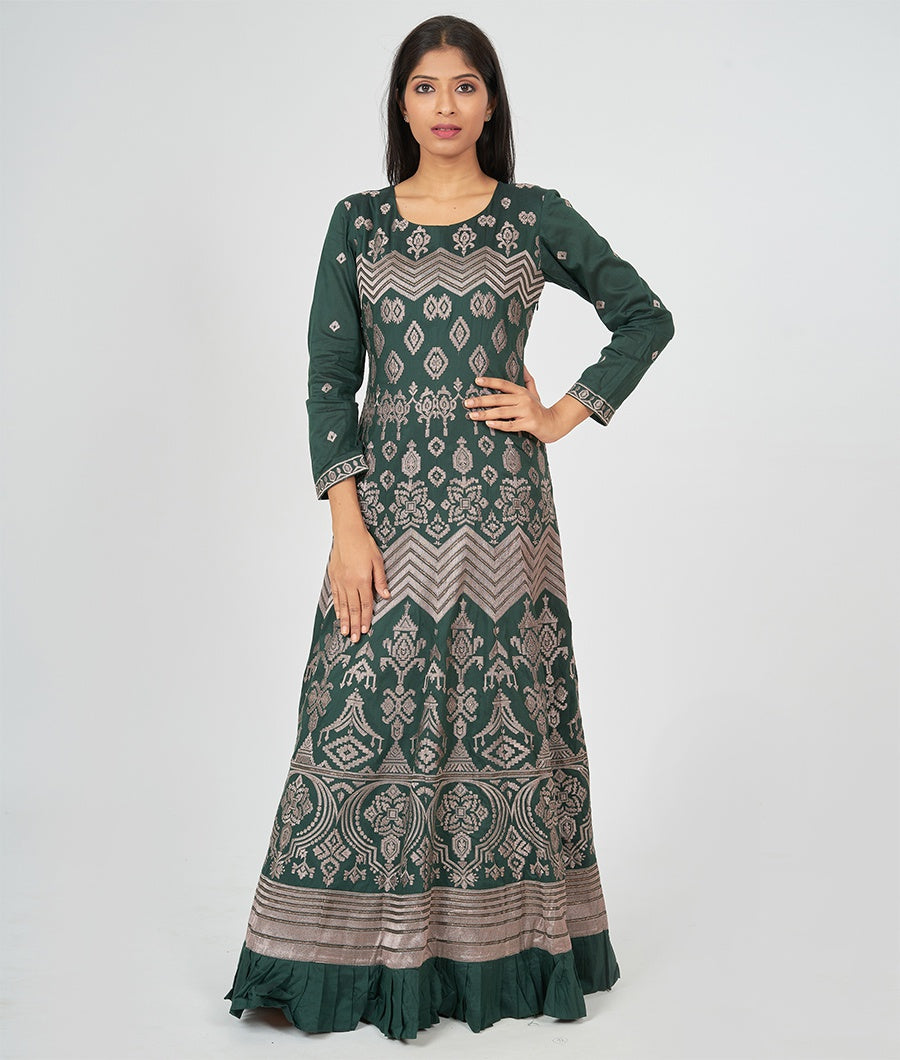 Bottle Green Silk Salwar Kameez Anarkali - kaystore.in