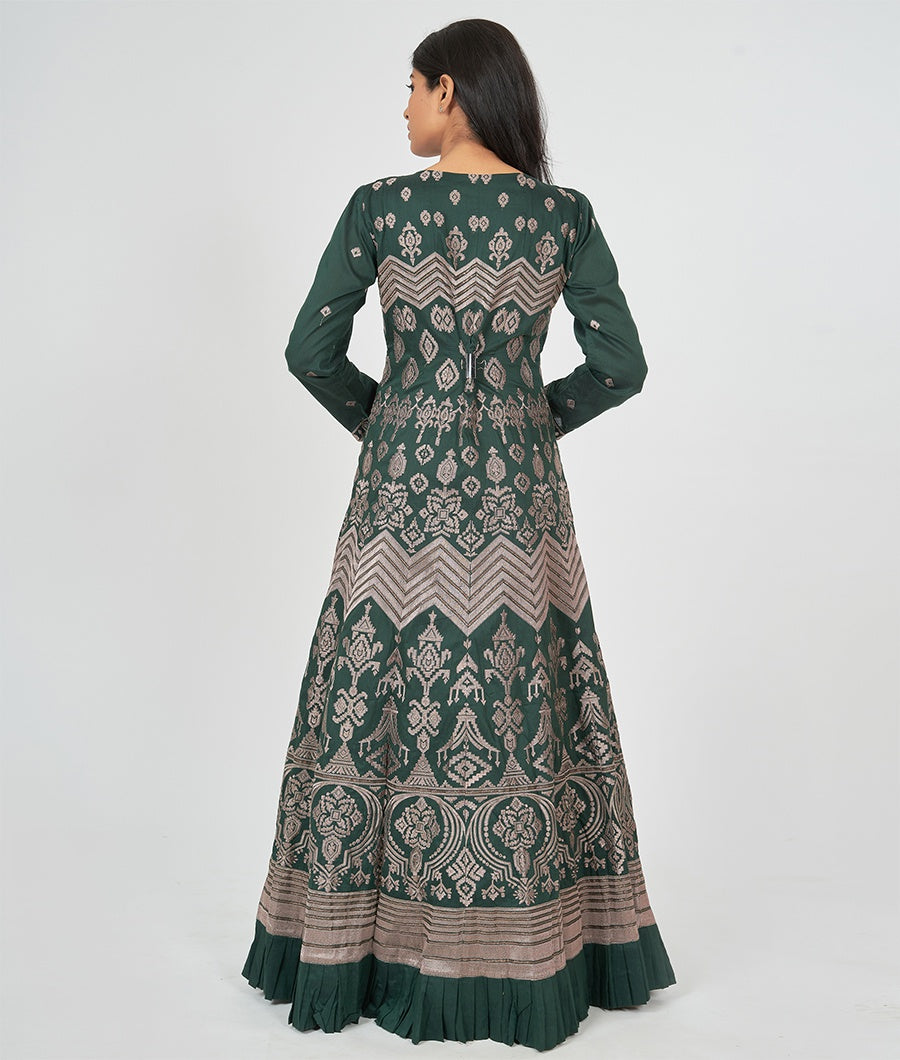 Bottle Green Silk Salwar Kameez Anarkali - kaystore.in