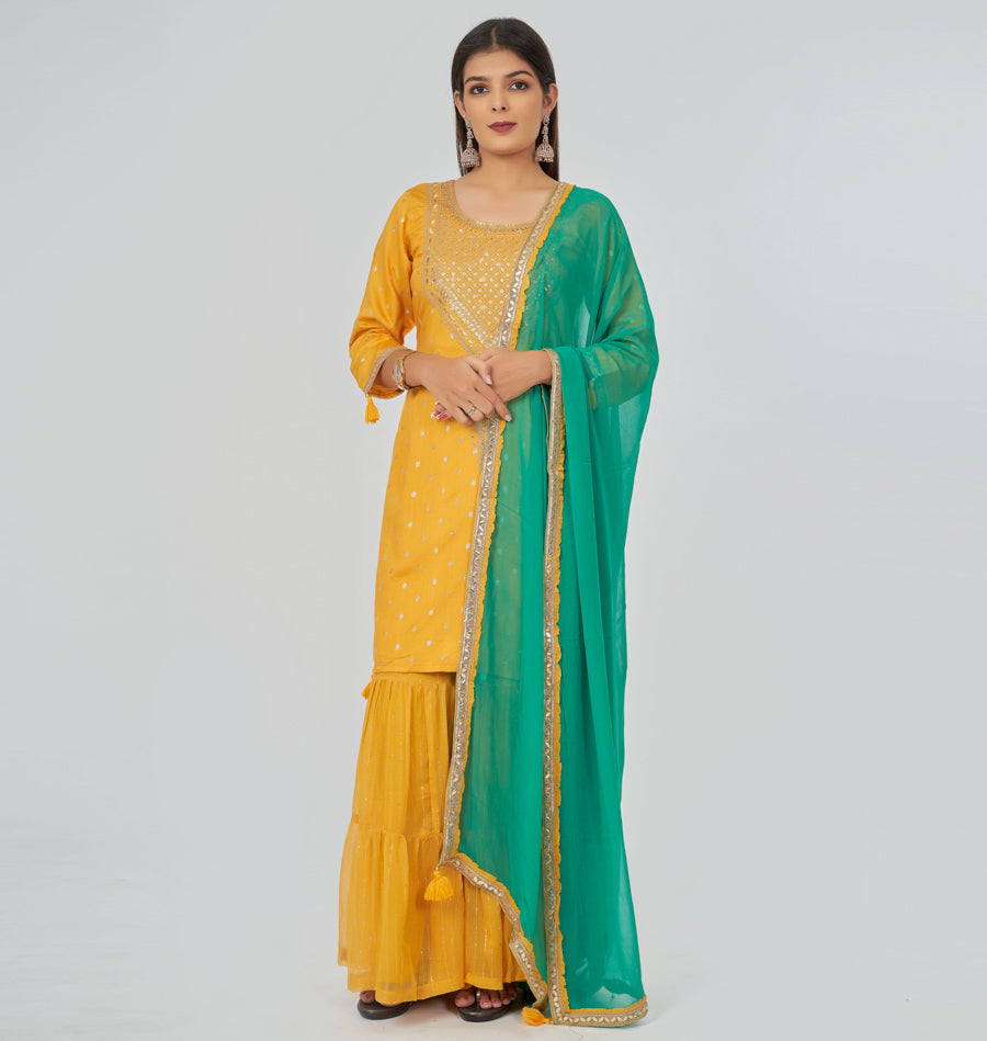 Yellow Salwar Kameez Sharara - kaystore.in