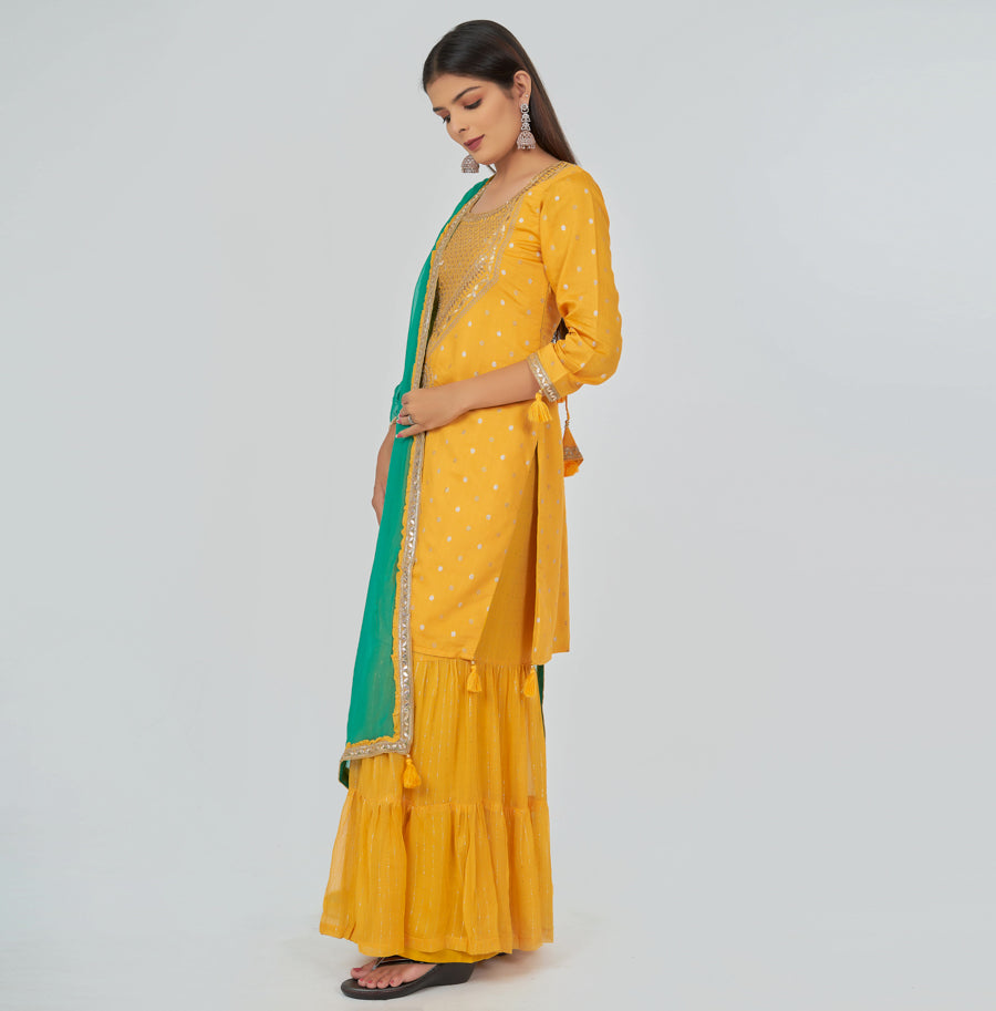 Yellow Salwar Kameez Sharara - kaystore.in