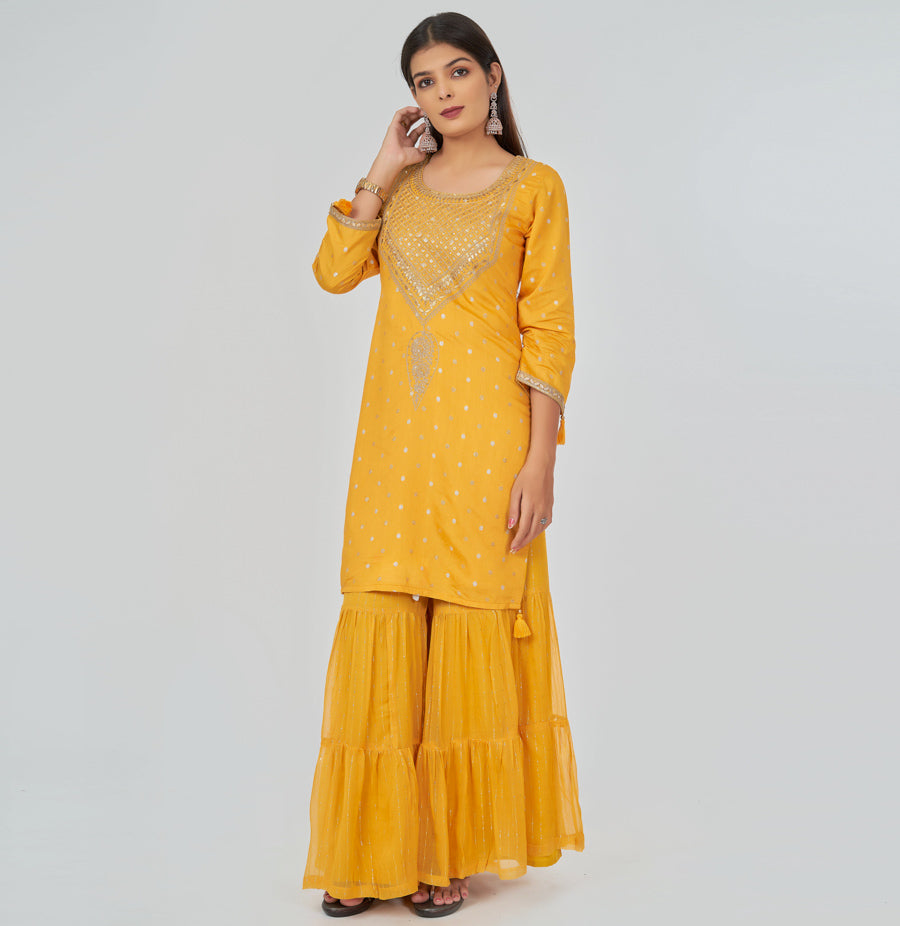 Yellow Salwar Kameez Sharara - kaystore.in