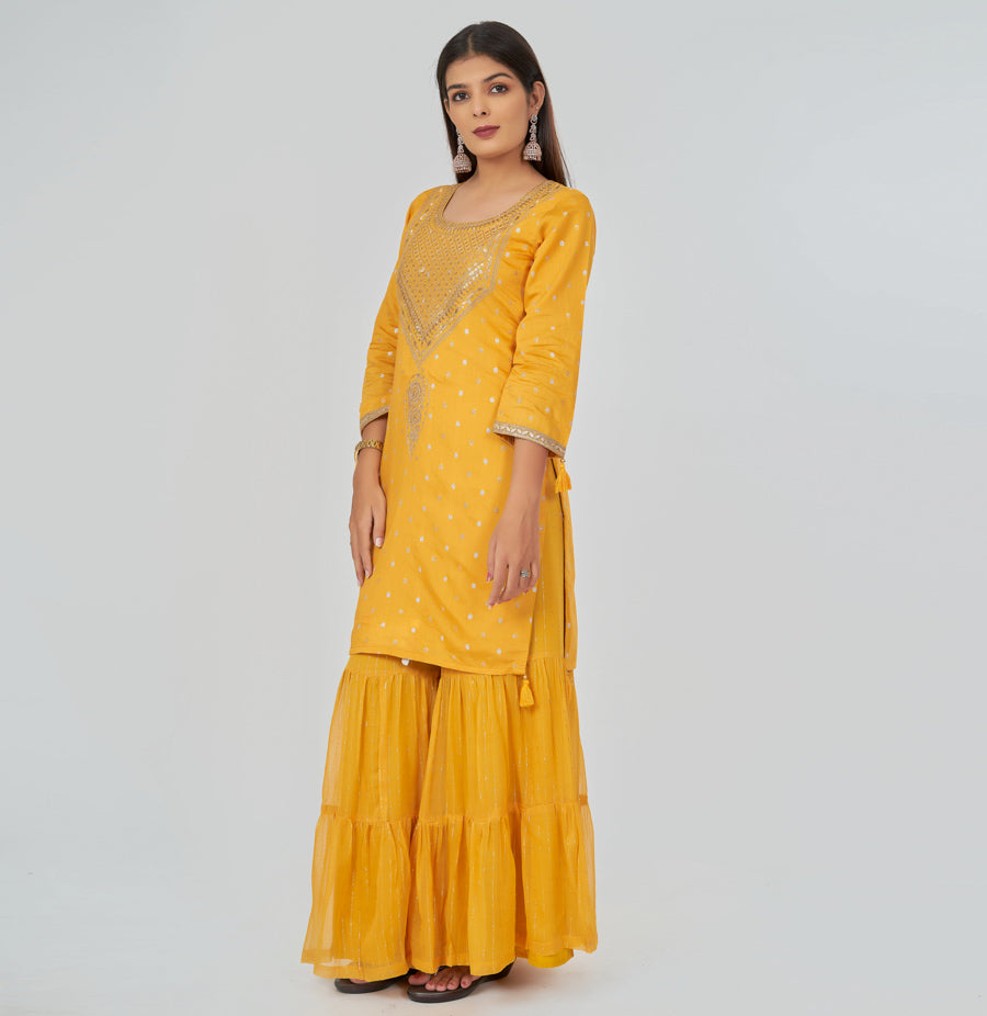 Yellow Salwar Kameez Sharara - kaystore.in