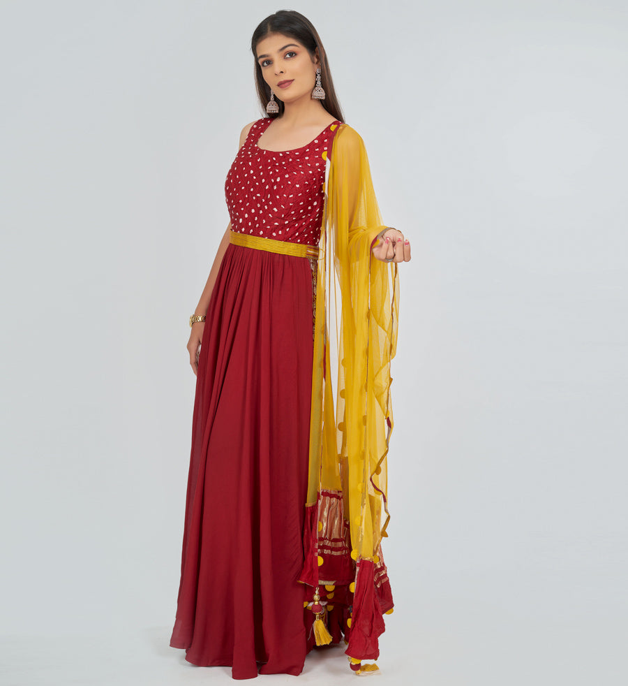 Maroon Salwar Kameez Plazo Set - kaystore.in