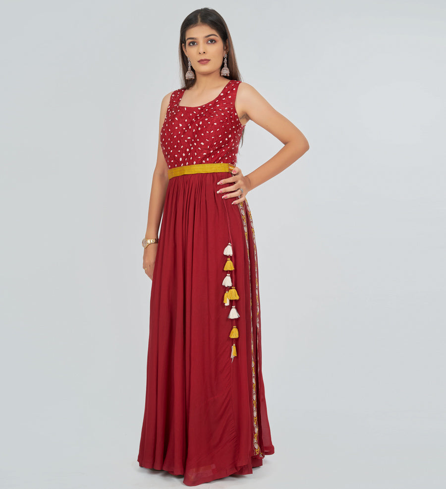 Maroon Salwar Kameez Plazo Set - kaystore.in