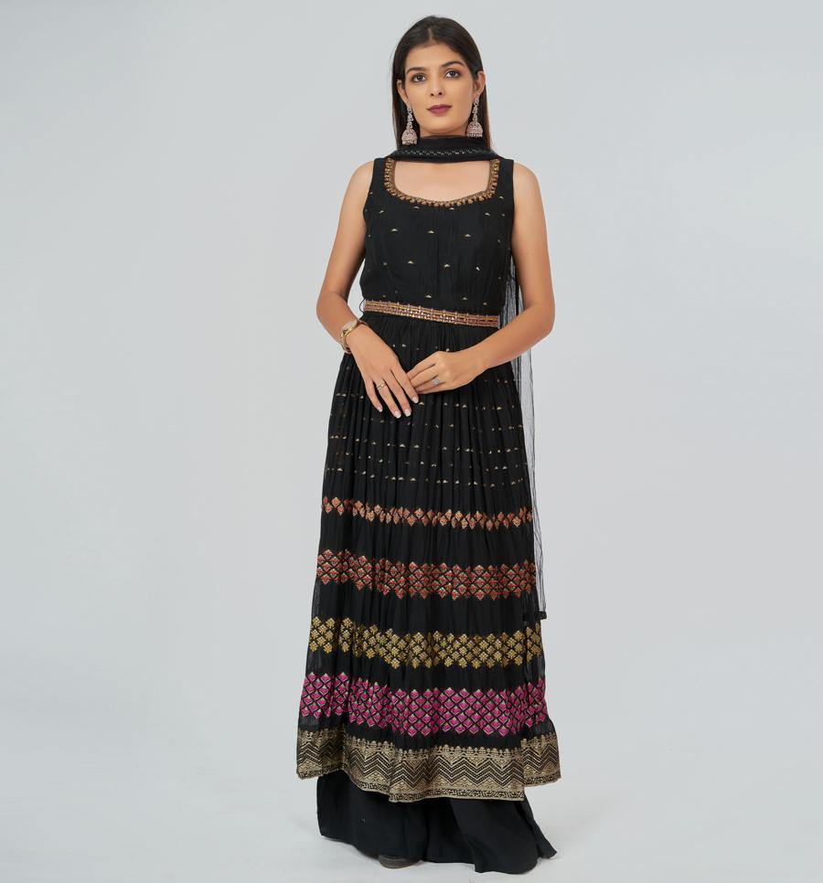 Black Salwar Kameez Plazo Set - kaystore.in