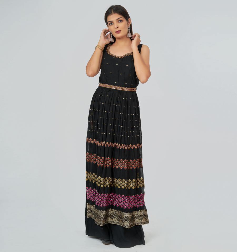 Black Salwar Kameez Plazo Set - kaystore.in