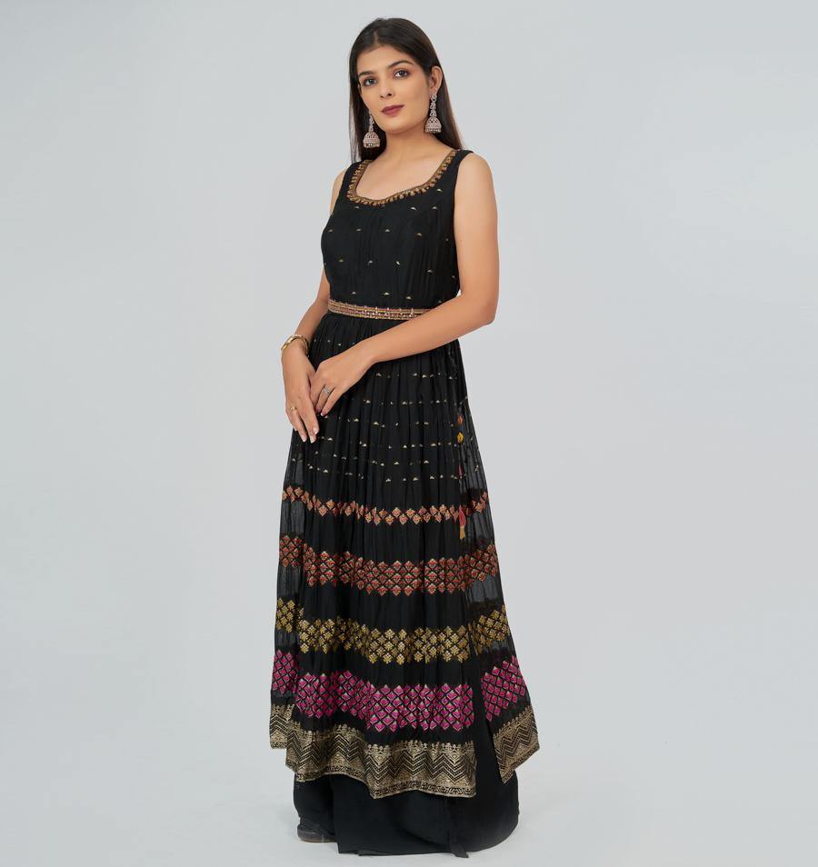 Black Salwar Kameez Plazo Set - kaystore.in