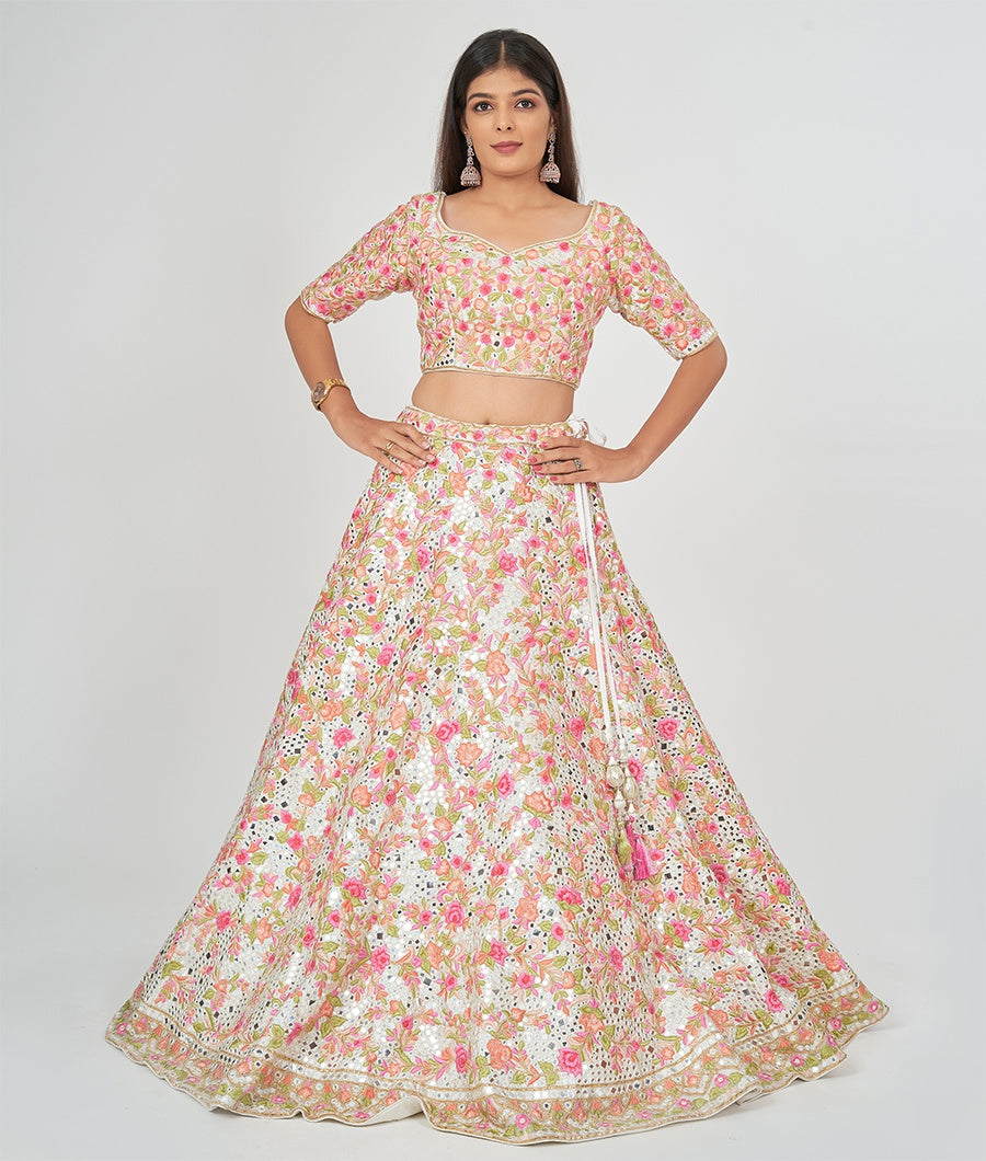 Cream Lehenga - kaystore.in