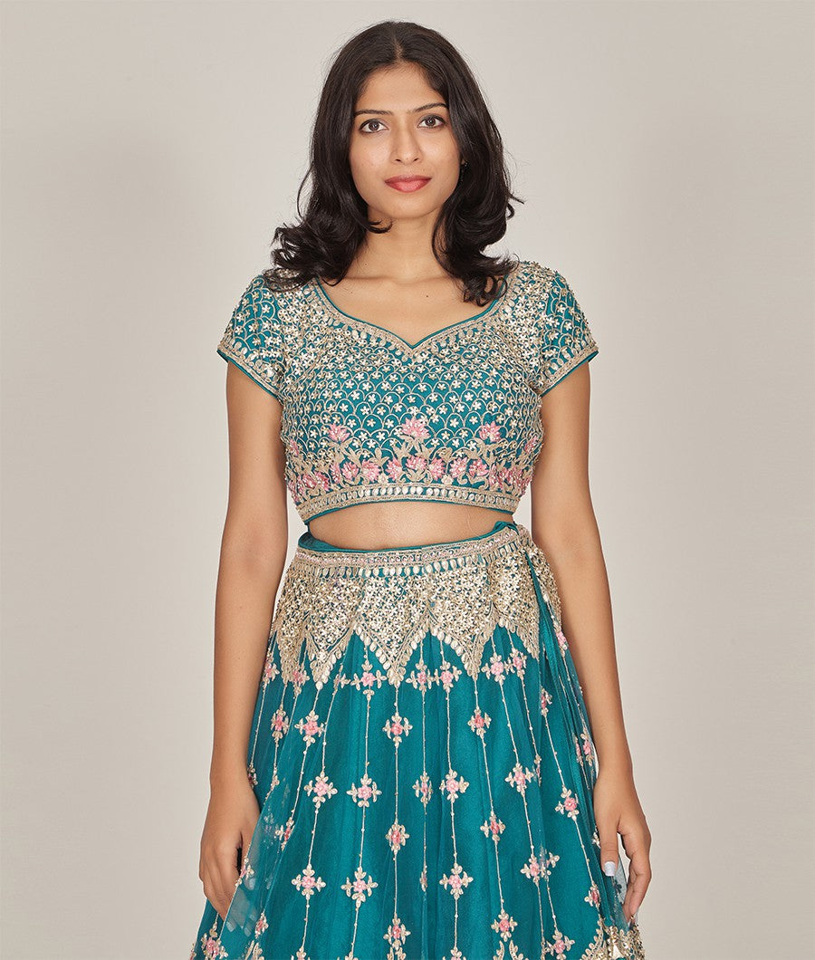 Green Net Lehenga - kaystore.in