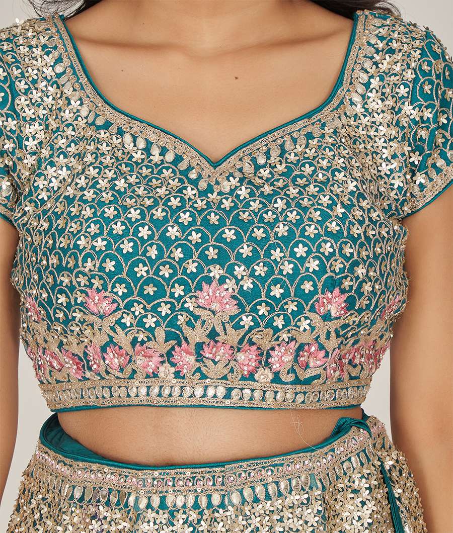 Green Net Lehenga - kaystore.in