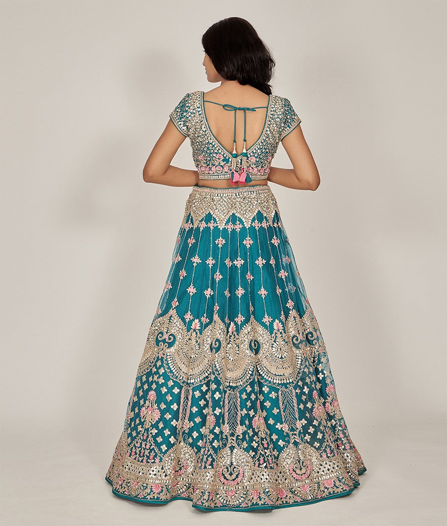 Green Net Lehenga - kaystore.in