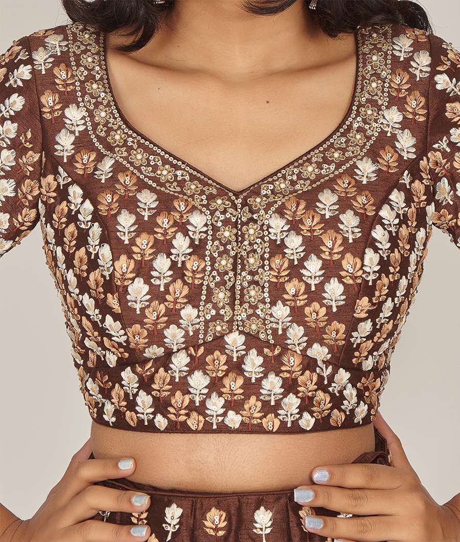 Brown Silk Lehenga - kaystore.in