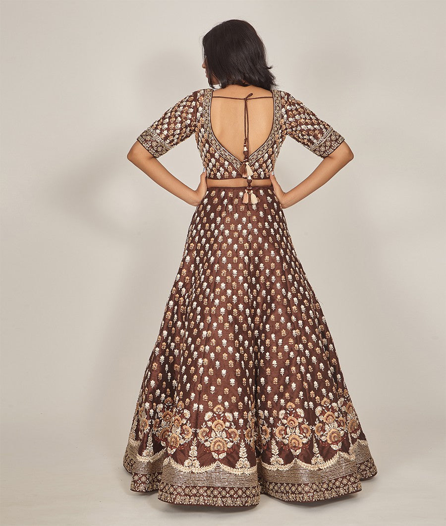 Brown Silk Lehenga - kaystore.in