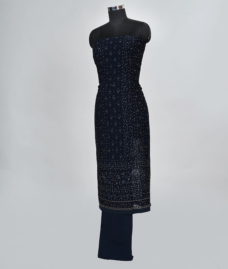 Navy Blue Unstitched Salwar - kaystore.in