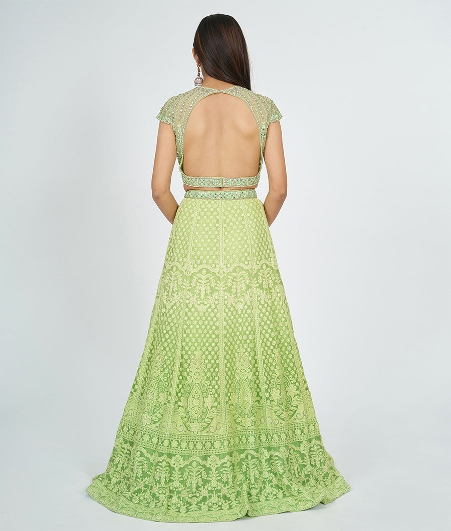 Green Georgette Lehenga - kaystore.in