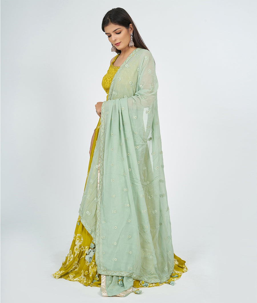 Yellow Embroidered Lehenga - kaystore.in