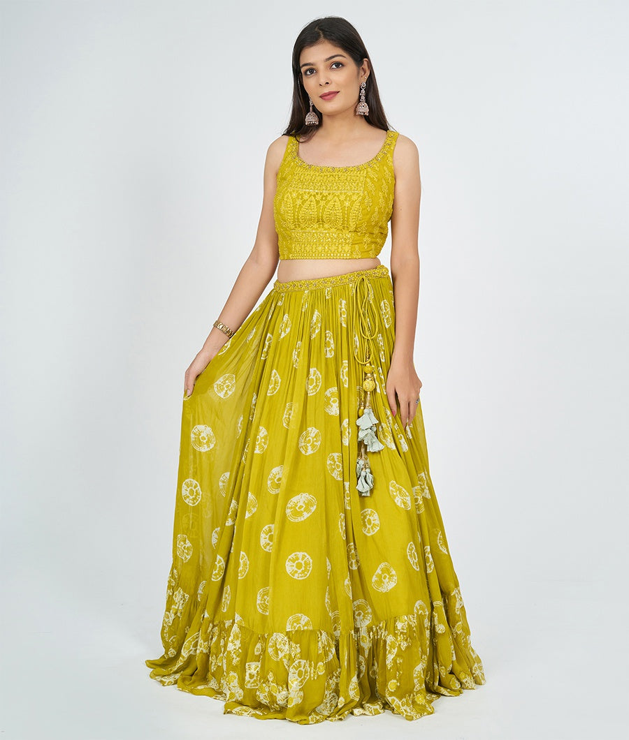 Yellow Embroidered Lehenga - kaystore.in