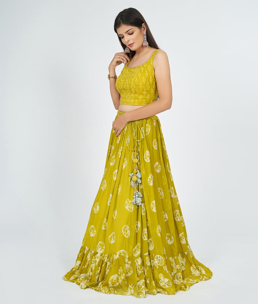 Yellow Embroidered Lehenga - kaystore.in