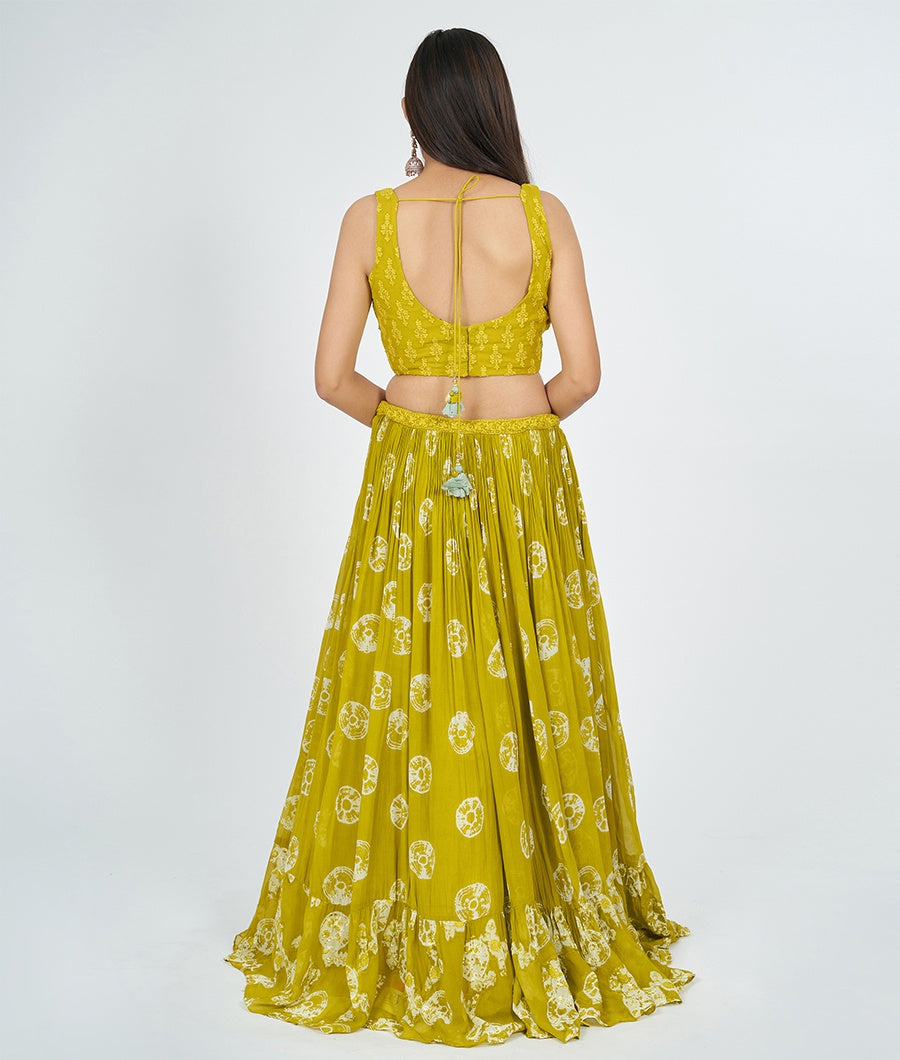Yellow Embroidered Lehenga - kaystore.in