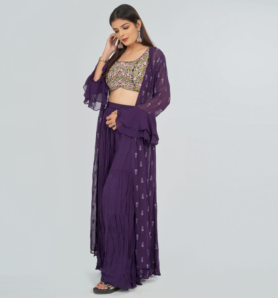 Purple Salwar Kameez Crop Top - kaystore.in