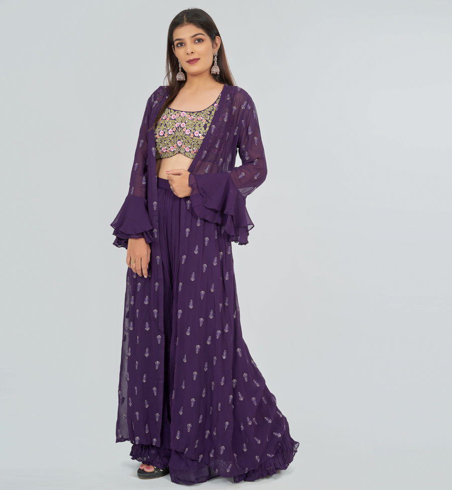 Purple Salwar Kameez Crop Top - kaystore.in