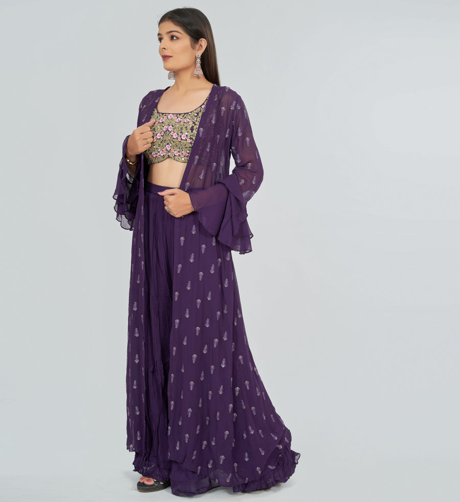 Purple Salwar Kameez Crop Top - kaystore.in