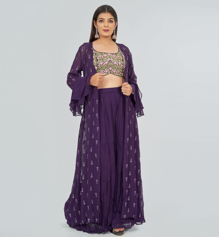 Purple Salwar Kameez Crop Top - kaystore.in