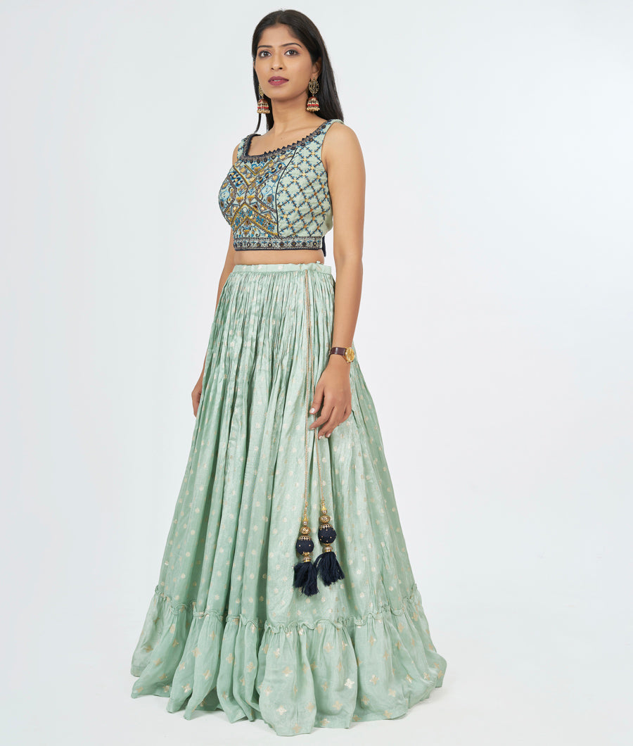 Pista Green Lehenga - kaystore.in