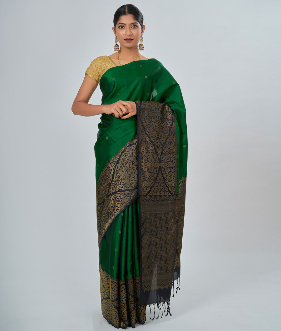 Green Soft Silk Saree Gold Zari - kaystore.in