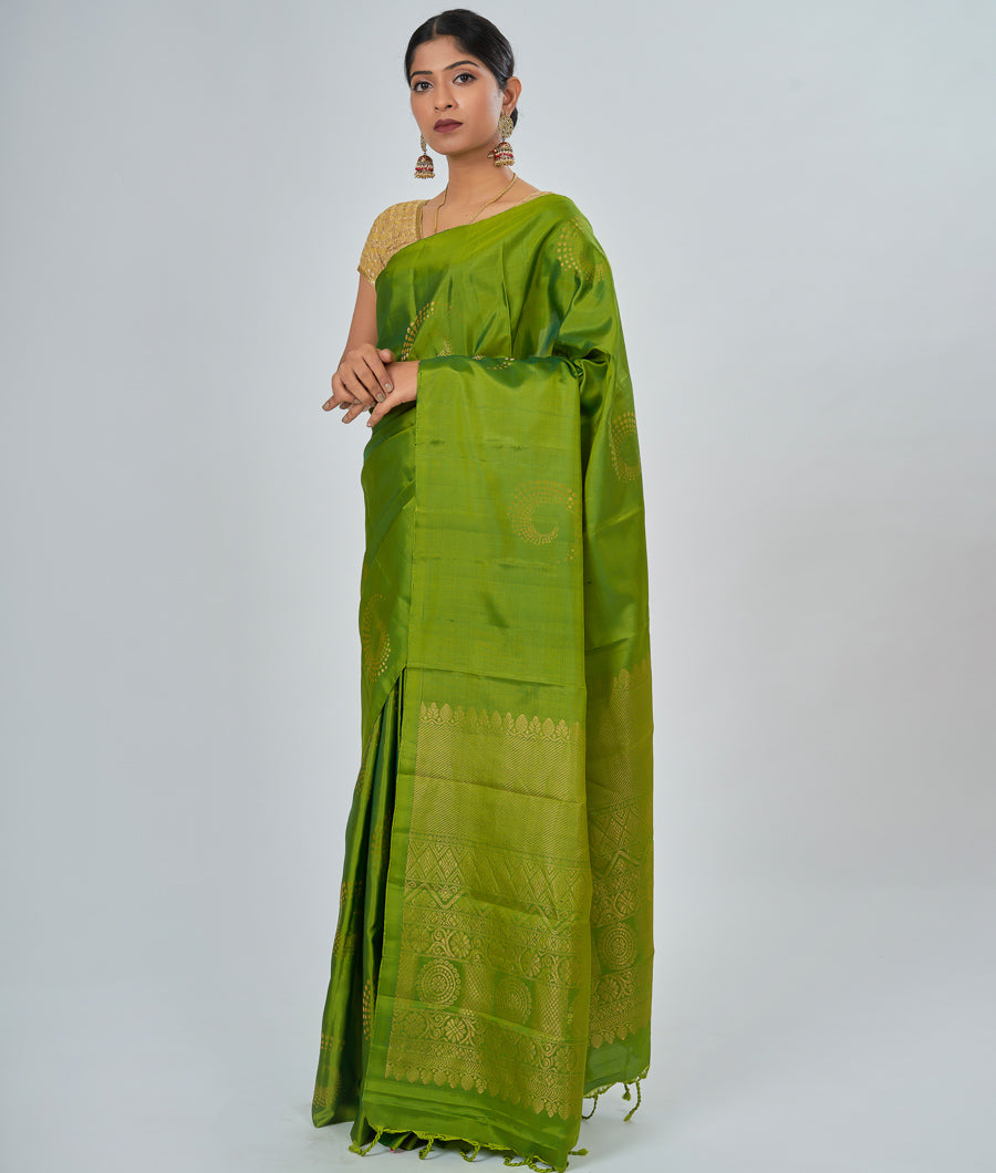 Green Soft Silk Saree Copper Zari - kaystore.in