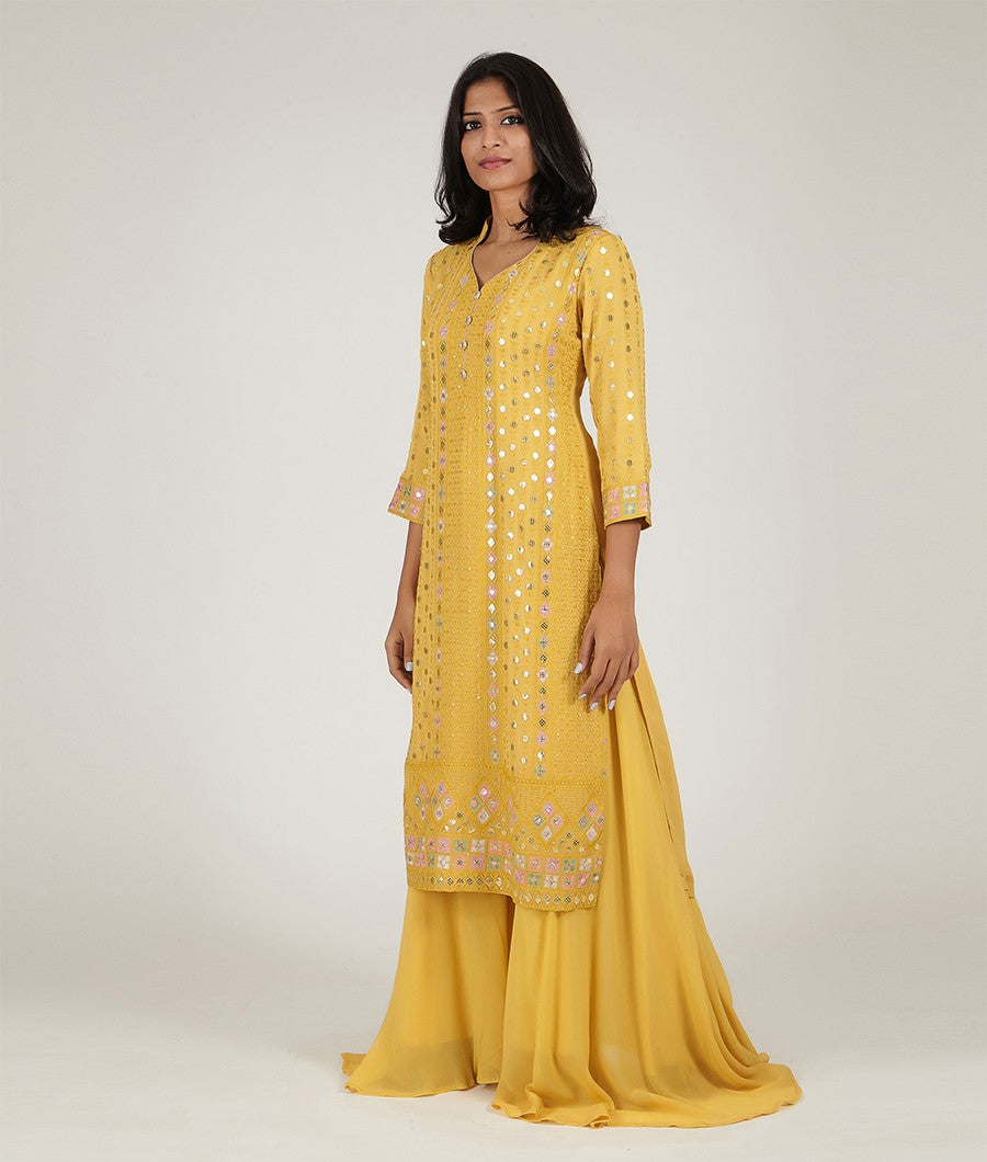 Georgette Salwar Kameez with Palazzo - kaystore.in