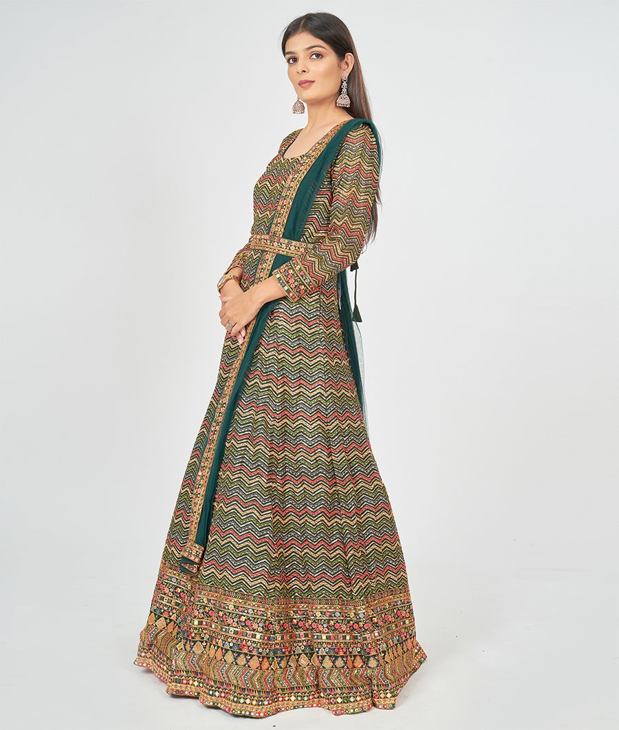 BottleGreen Georgette Salwar Kameez Anarkali - kaystore.in