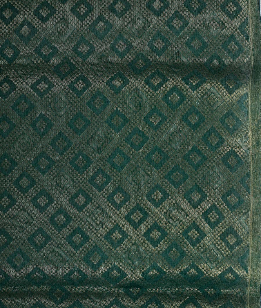 Green Crêpe Saree Gold Zari - kaystore.in