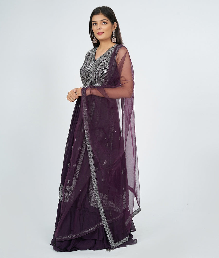 Wine Lehenga - kaystore.in