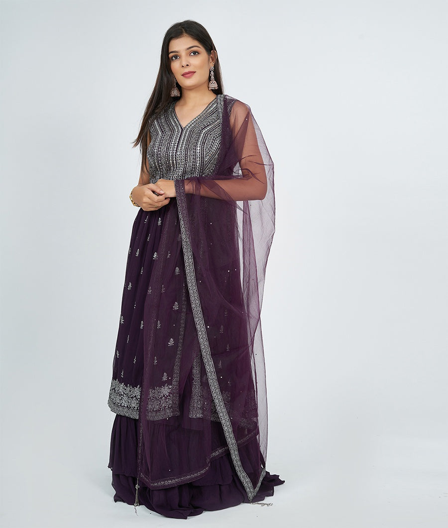 Wine Lehenga - kaystore.in