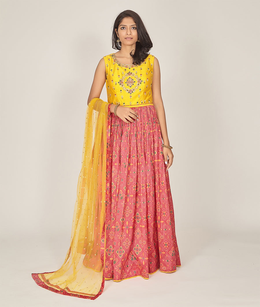 Pink With Yellow Salwar Kameez - kaystore.in