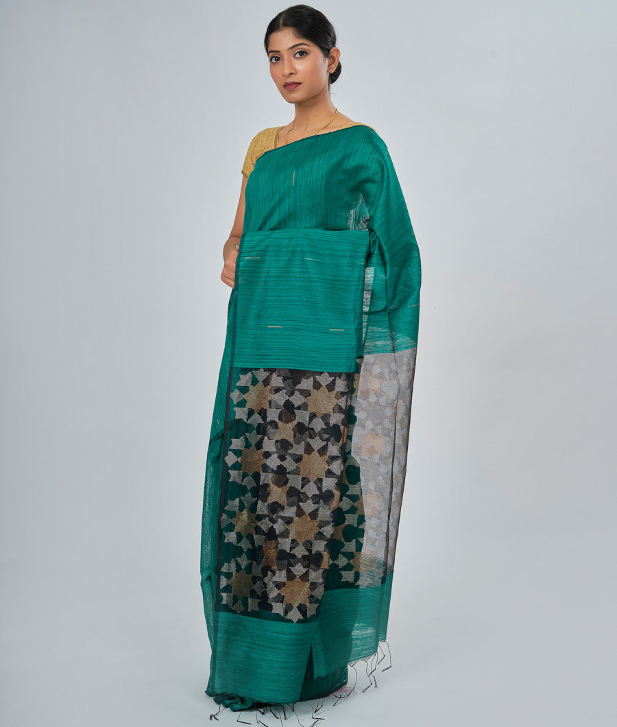 Green Silk Saree Gold And Silver - kaystore.in