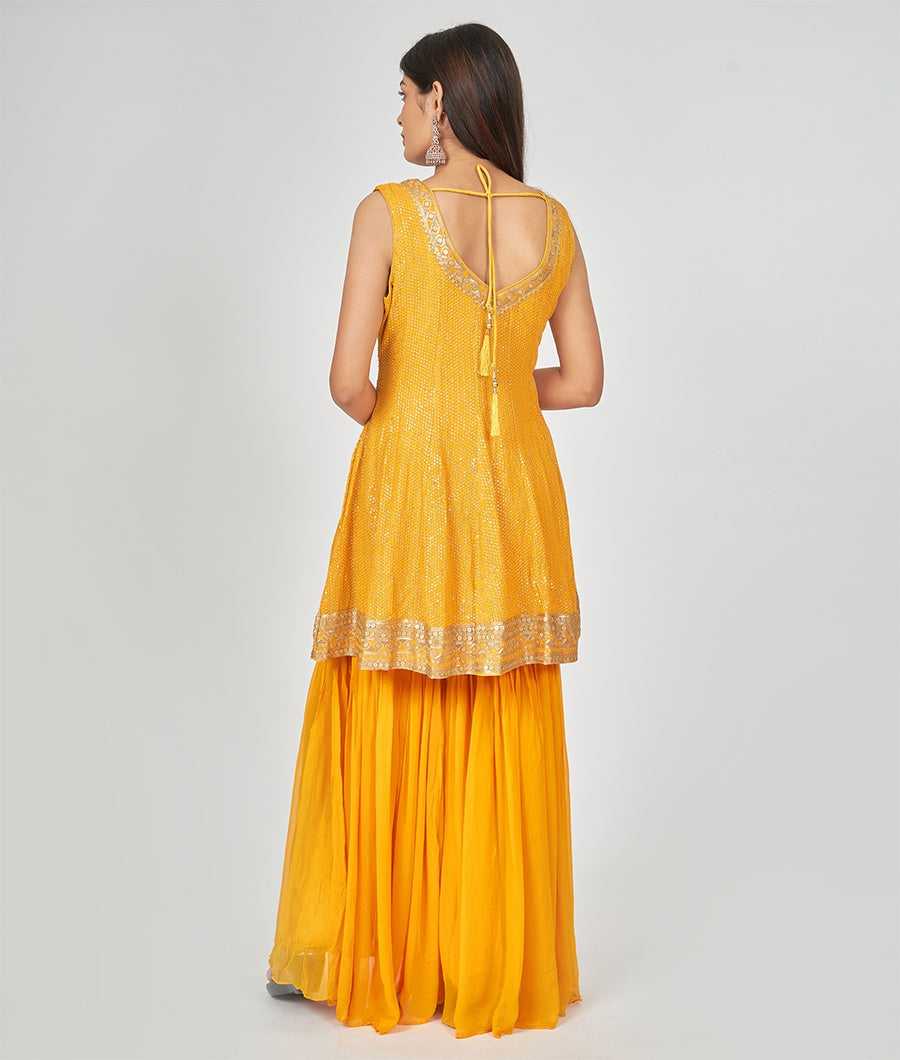 Yellow Salwar Kameez With Sharara - kaystore.in